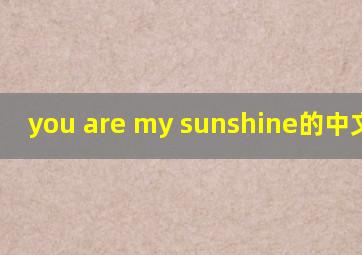 you are my sunshine的中文意思